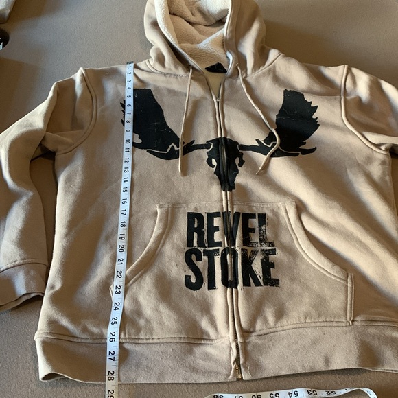 RevelStoke Fleece Hoodie Jacket Full Zip Cotton Blend - Tan - Men's Large - Picture 7 of 12